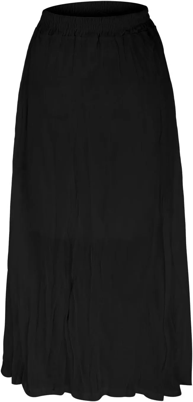 Women's Fashion Skirts High Waist Mid Length Pleated A Line Skirt Elastic Waistband Versatile Women Midi Skirts