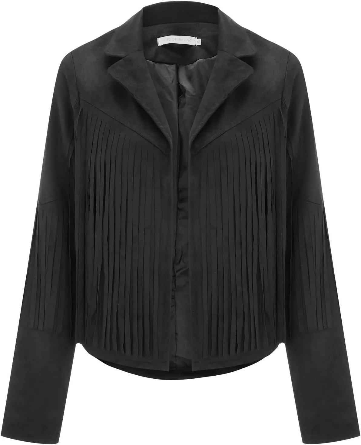 Women's Faux Suede Leather Fringe Jacket Cowgirl Crop Moto Biker Jackets Open Front Tassel Coat Tops 2024 Trendy