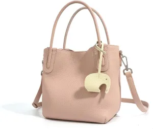 Women's Genuine Leather Design Bucket Bag Vegetable Basket, Fashionable and Versatile Shoulder Handbag