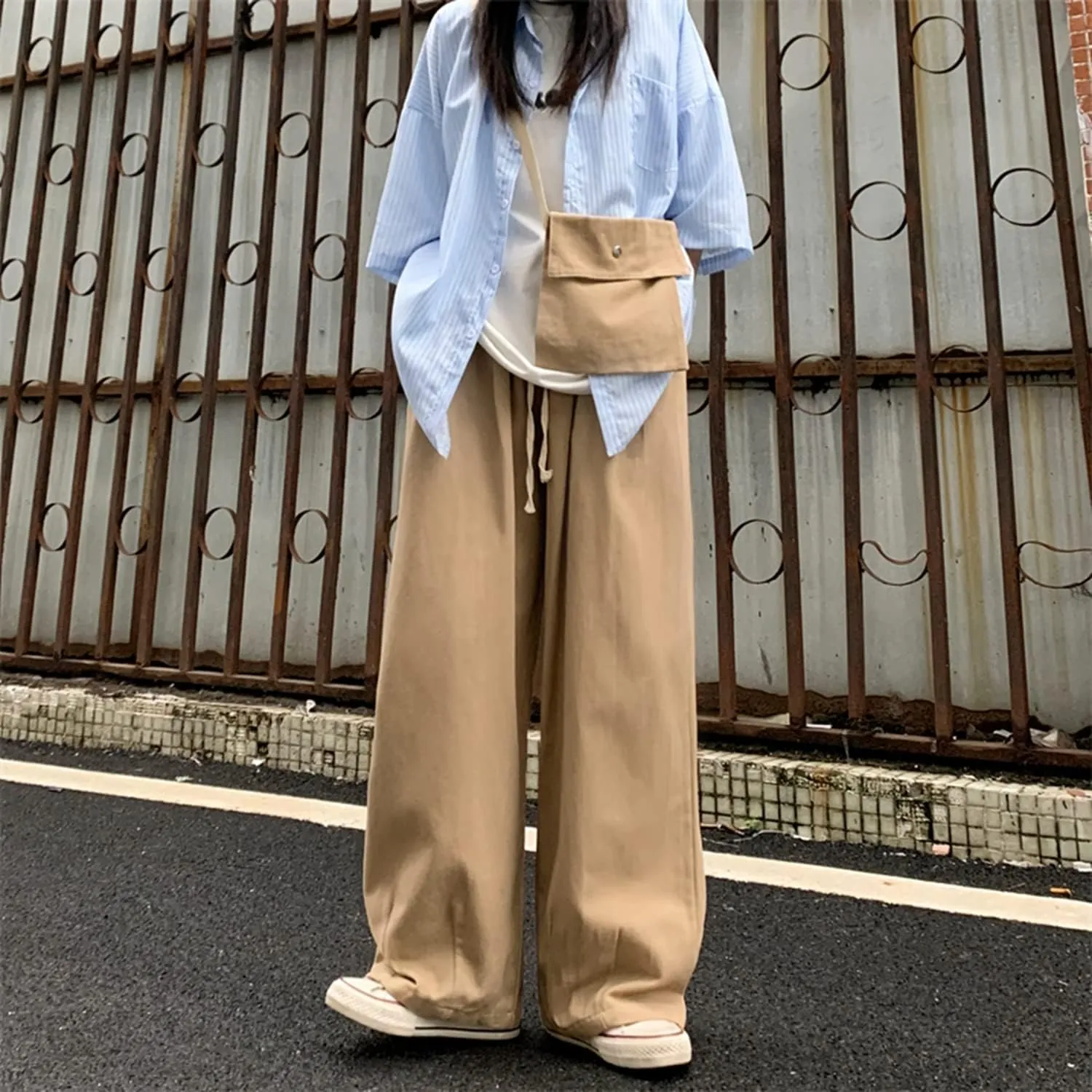 Women's Goth Cargo Pants Baggy Wide Leg Pants Vintage Casual Harajuku Trousers