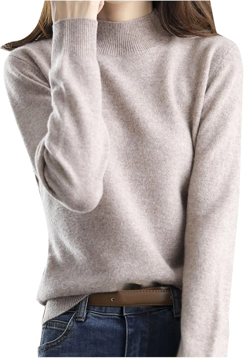 Women's Heavyweight Pullover Sweaters 2023 Fall Knitted Light Sweaters for Women Dressy Turtleneck Crop Mock Neck Y2K