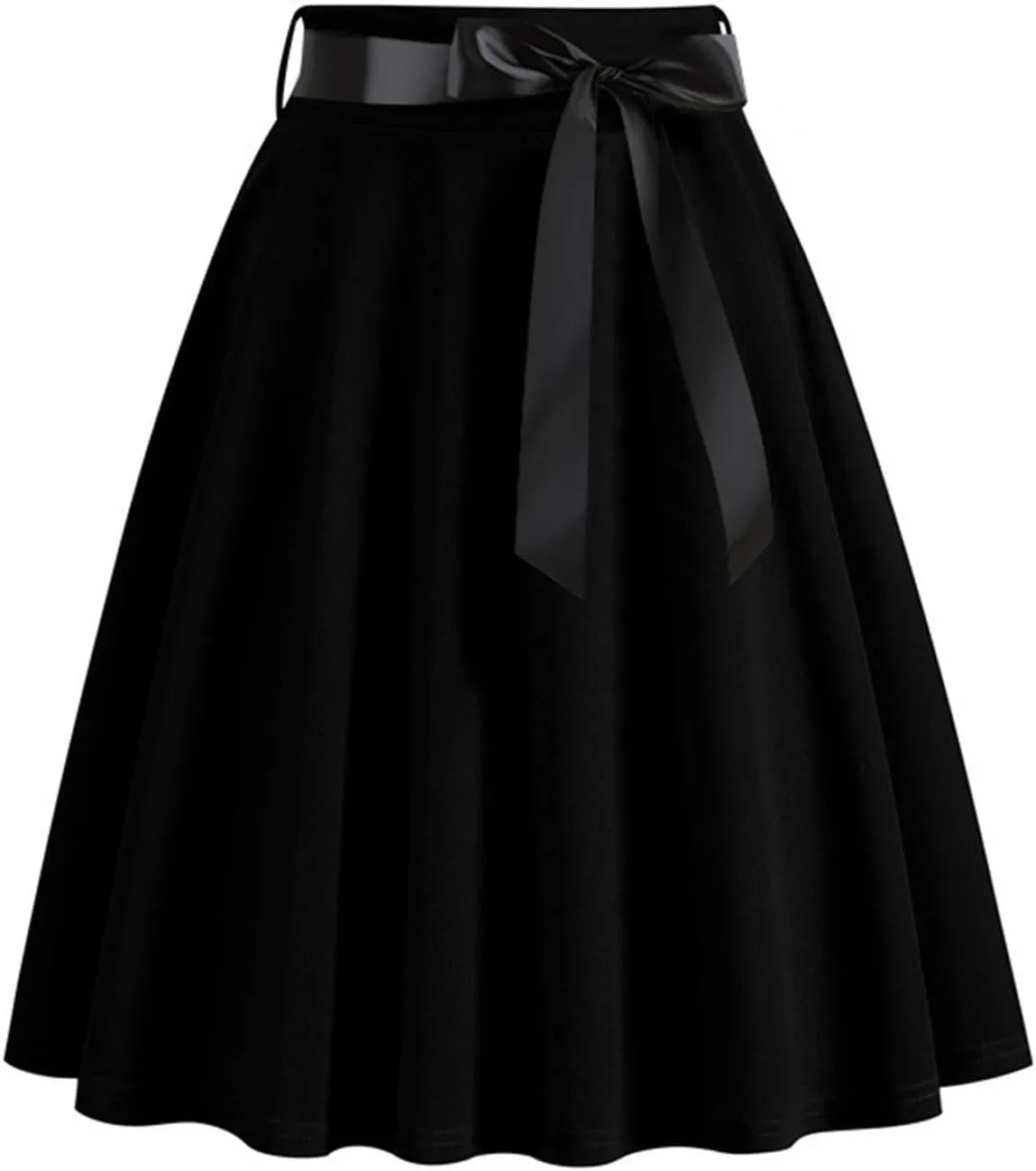 Women's High Waist A-Line Skirt Skater Versatile Stretchy Flared Midi Skirt Vinage Skirt Pleated Basic Cocktail Skirt