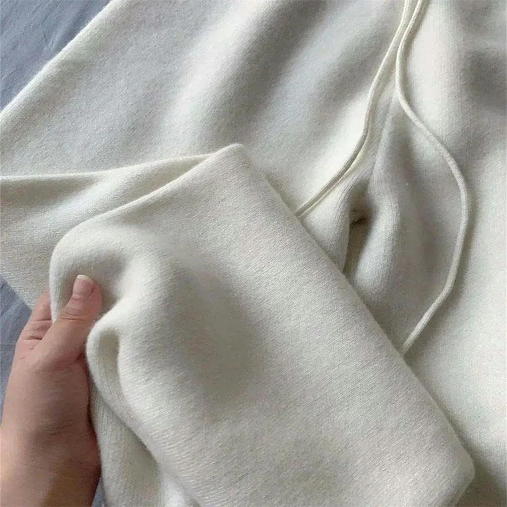 Women's high Waist Knitted Wool Pants Elastic Elastic Waist Solid Color Casual Women's Pants