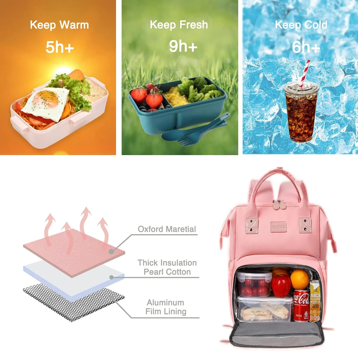 Women's Insulated Laptop Backpack Lunch Cooler Bookbag with USB Port for Women (15.6/14/13 Inch Laptop), Gift For Her