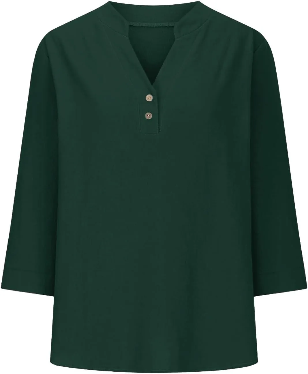 Womens Linen Shirts 3/4 Length Sleeve Casual Dressy Blouses Lightweight Gauze Boho Beach T Shirts Loose Tunic Tops
