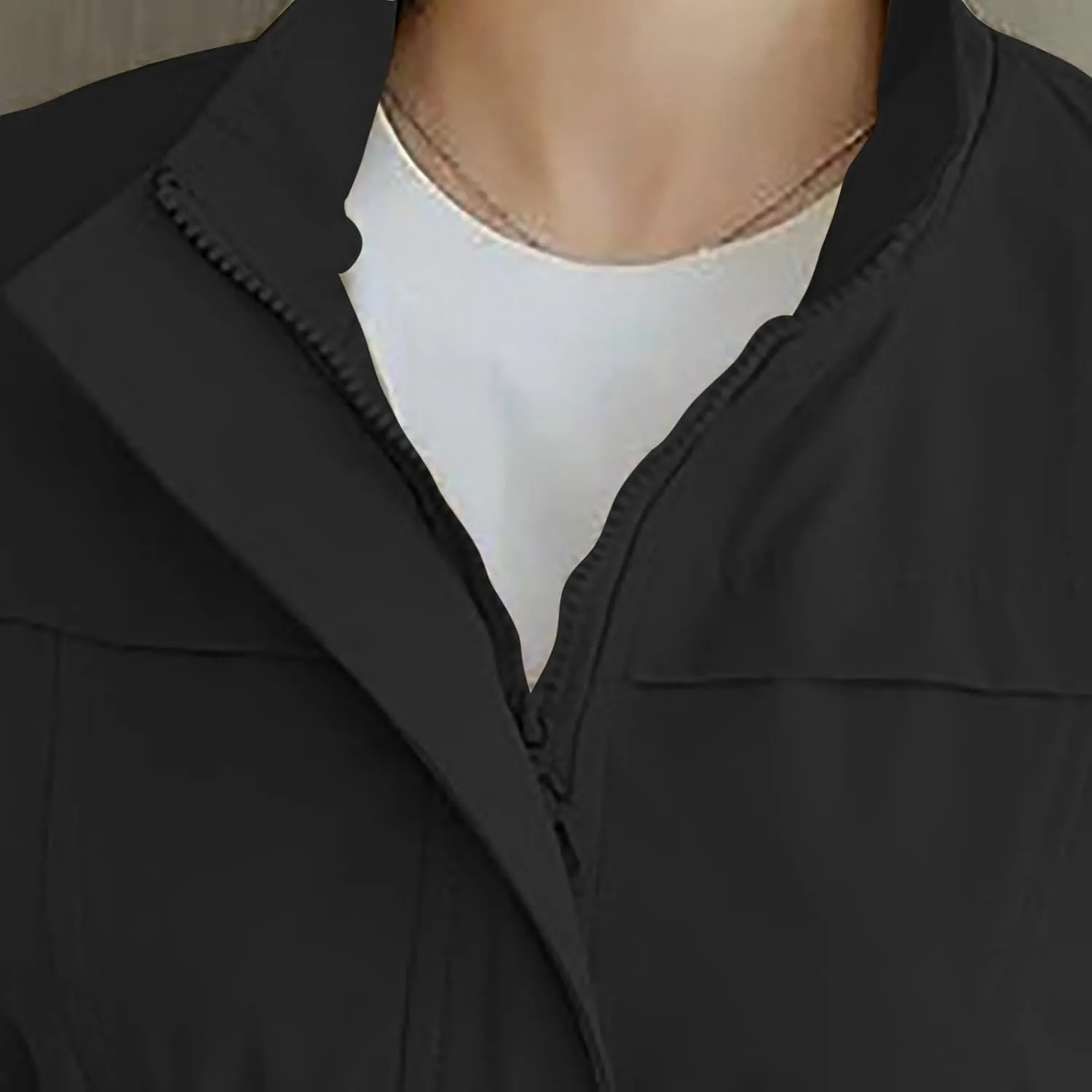 Women's Long Sleeve Fashion Solid Color Zipper Waist Slimming Mid Length Windbreaker Casual Jacket Outerwear Womens Coat
