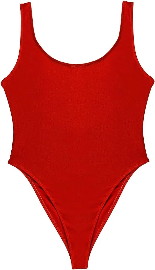 Women's One Piece High Cut Low Back Swimwear Gymnastics Leotard Bathing Suits