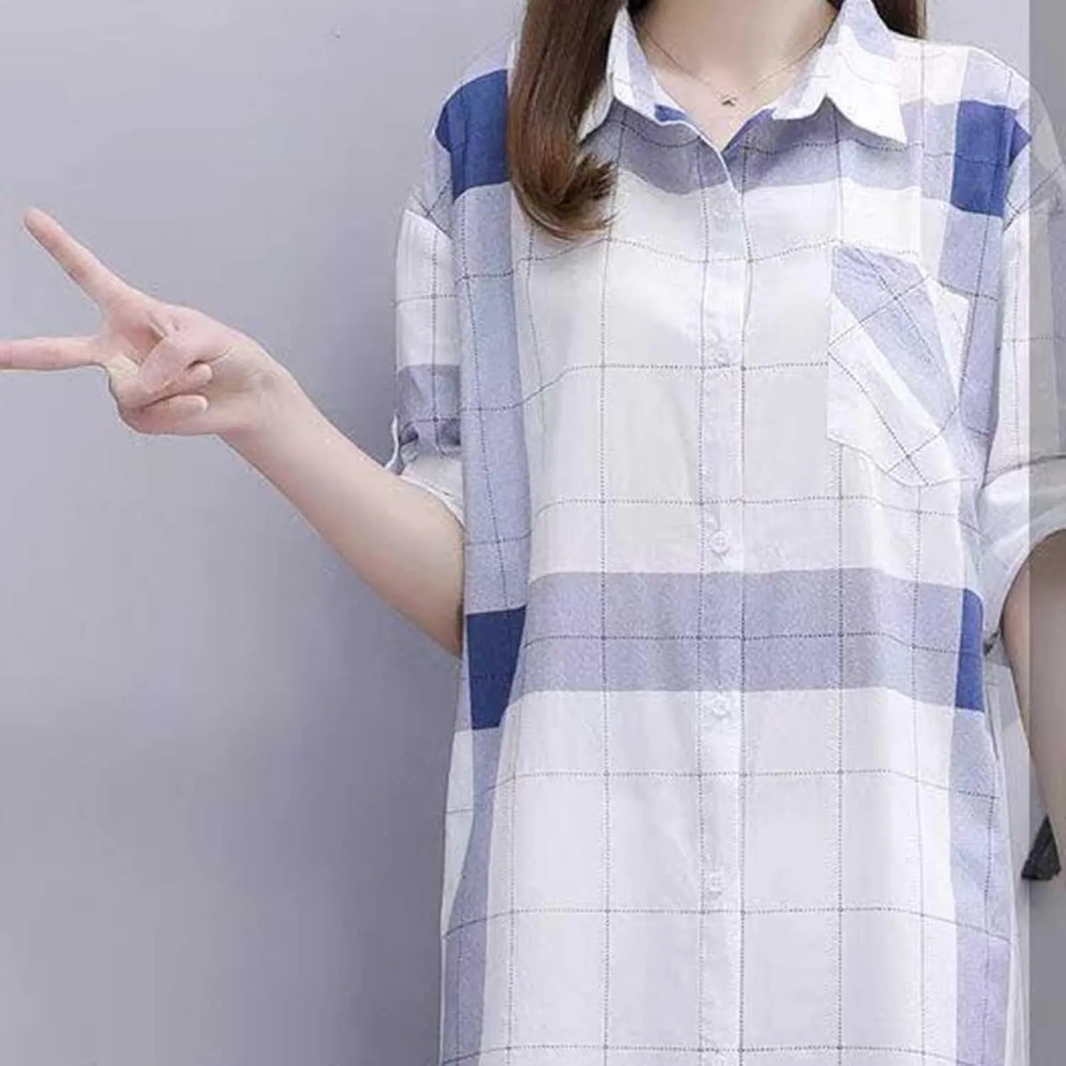 Womens Oversized Button Down Plaid Shacket Shirt with Pockets Roll Up Long Sleeve Casual Boyfriend Tunic Blouse Top