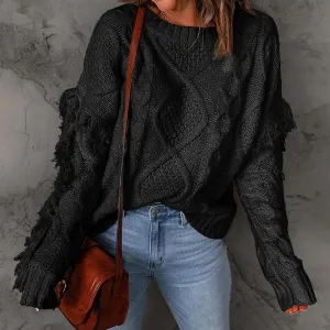 Womens Oversized Chunky Cable Knit Sweater 2024 Fall Long Sleeve Crewneck Pullover Sweaters Tops Winter Outfits