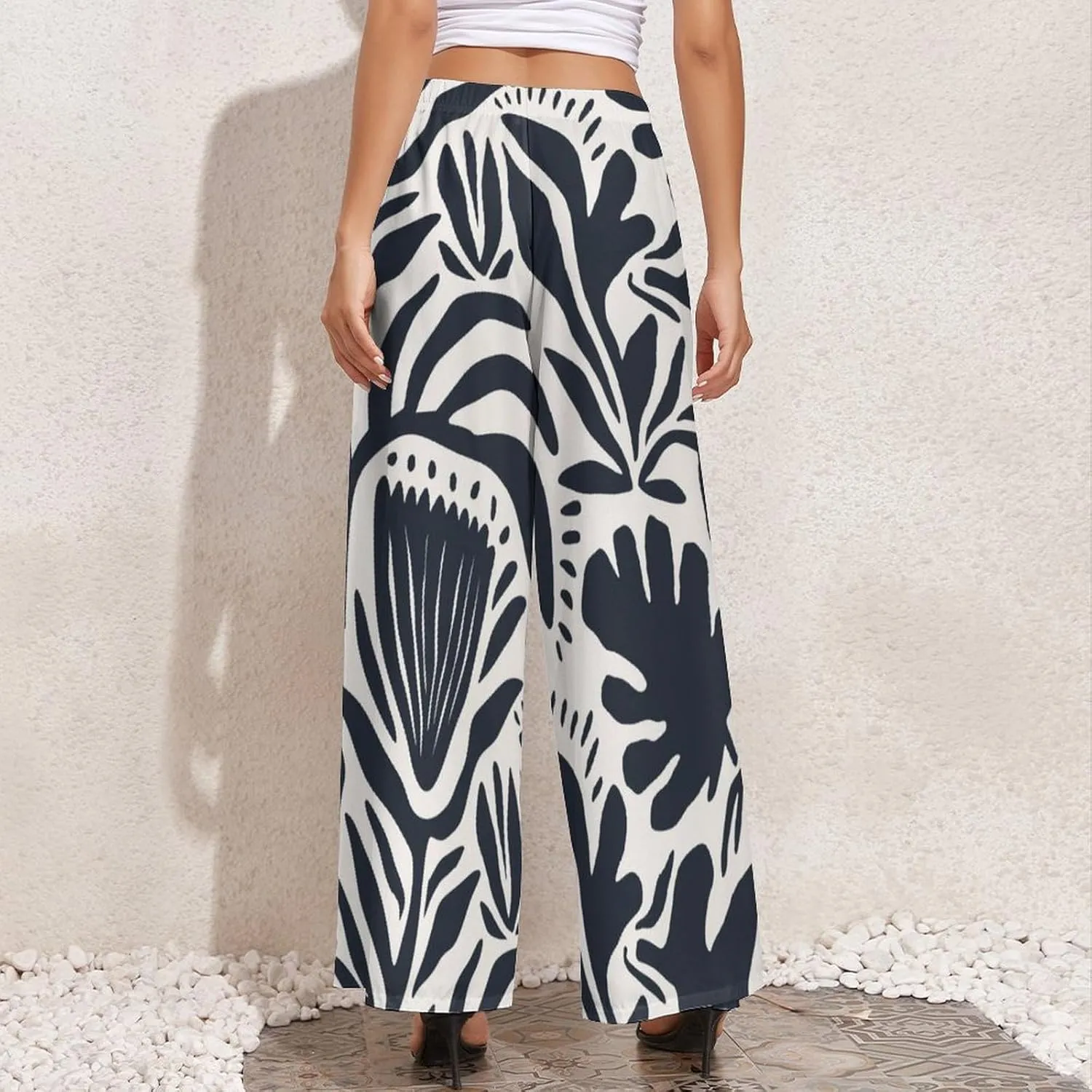 Women's Pants Elastic High Waisted Boho Tie Die Colors Flower Palazzo Casual Wide Leg Dress Pants for Women