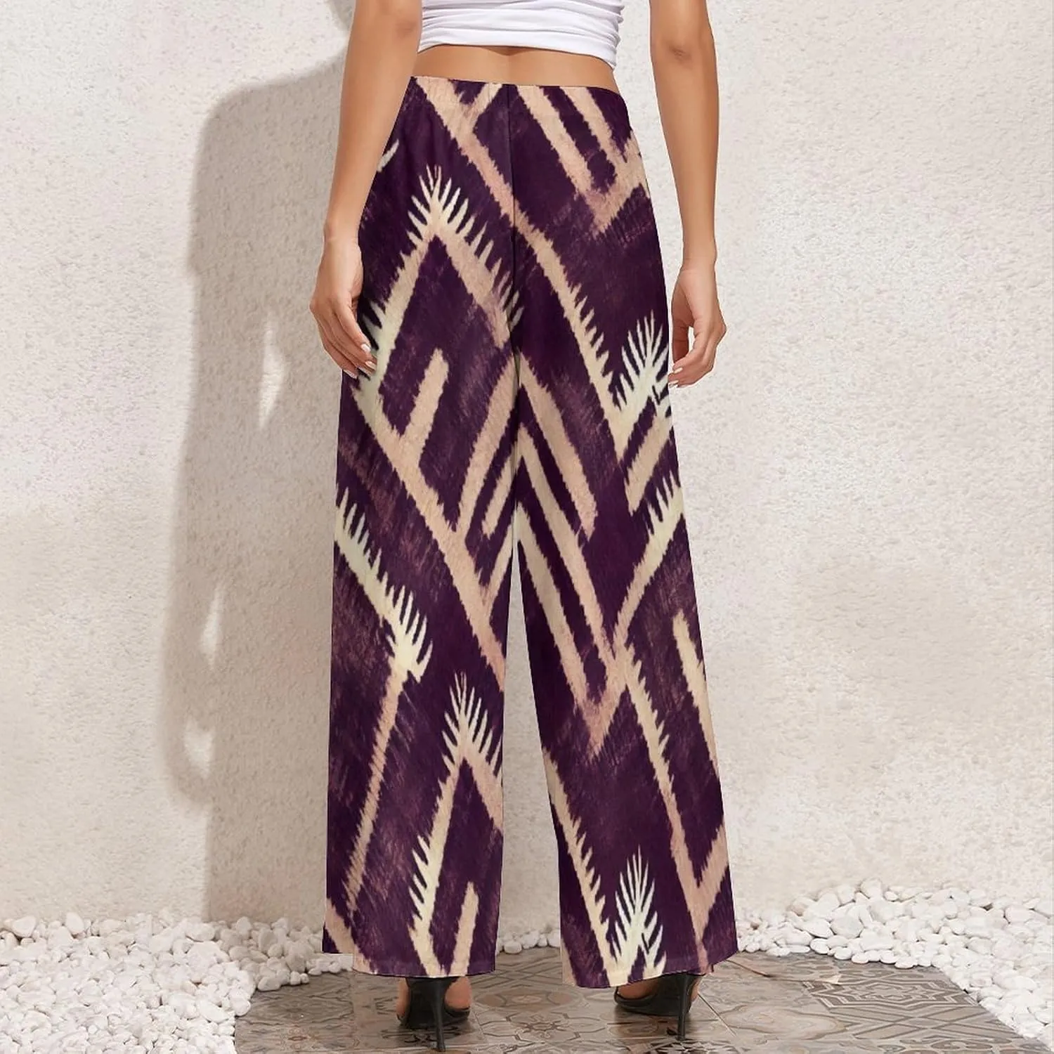 Women's Pants Elastic High Waisted Boho Tie Die Colors Flower Palazzo Casual Wide Leg Dress Pants for Women