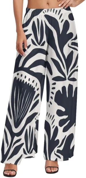 Women's Pants Elastic High Waisted Boho Tie Die Colors Flower Palazzo Casual Wide Leg Dress Pants for Women
