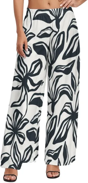 Women's Pants Elastic High Waisted Boho Tie Die Colors Flower Palazzo Casual Wide Leg Dress Pants for Women