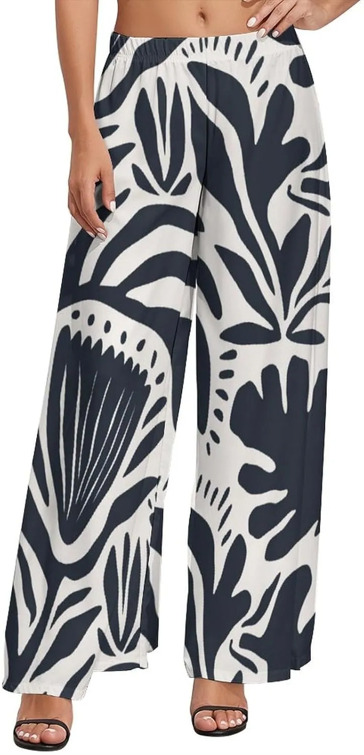 Women's Pants Elastic High Waisted Boho Tie Die Colors Flower Palazzo Casual Wide Leg Dress Pants for Women
