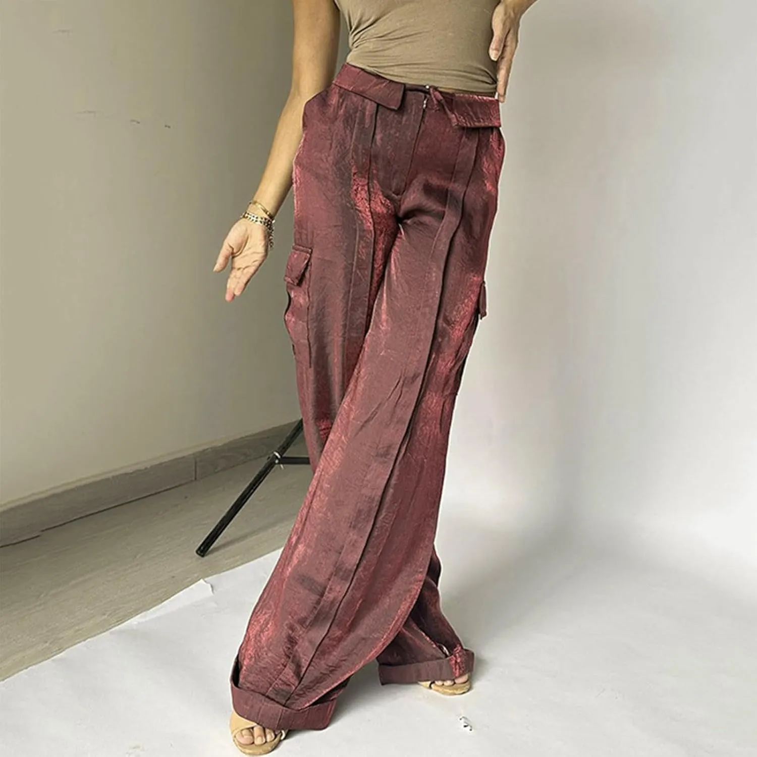 Women's Pocket High Waist Workwear Pants Casual Versatile Pants Lightweight Casual