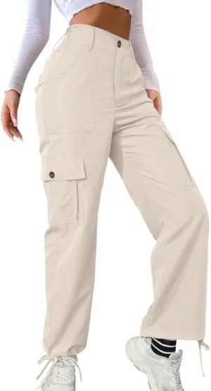 Women's Pocket High Waist Workwear Pants Casual Versatile Pants Lightweight Casual