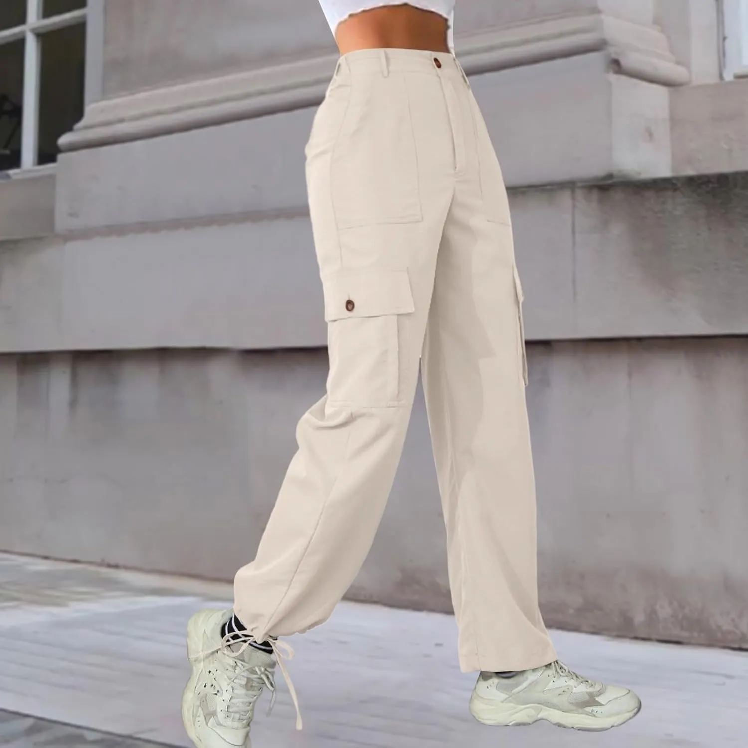 Women's Pocket High Waist Workwear Pants Casual Versatile Pants Lightweight Casual