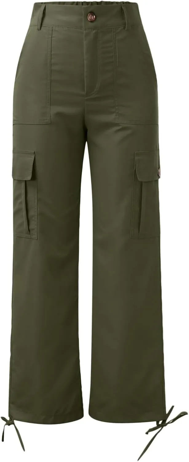 Women's Pocket High Waist Workwear Pants Casual Versatile Pants Lightweight Casual