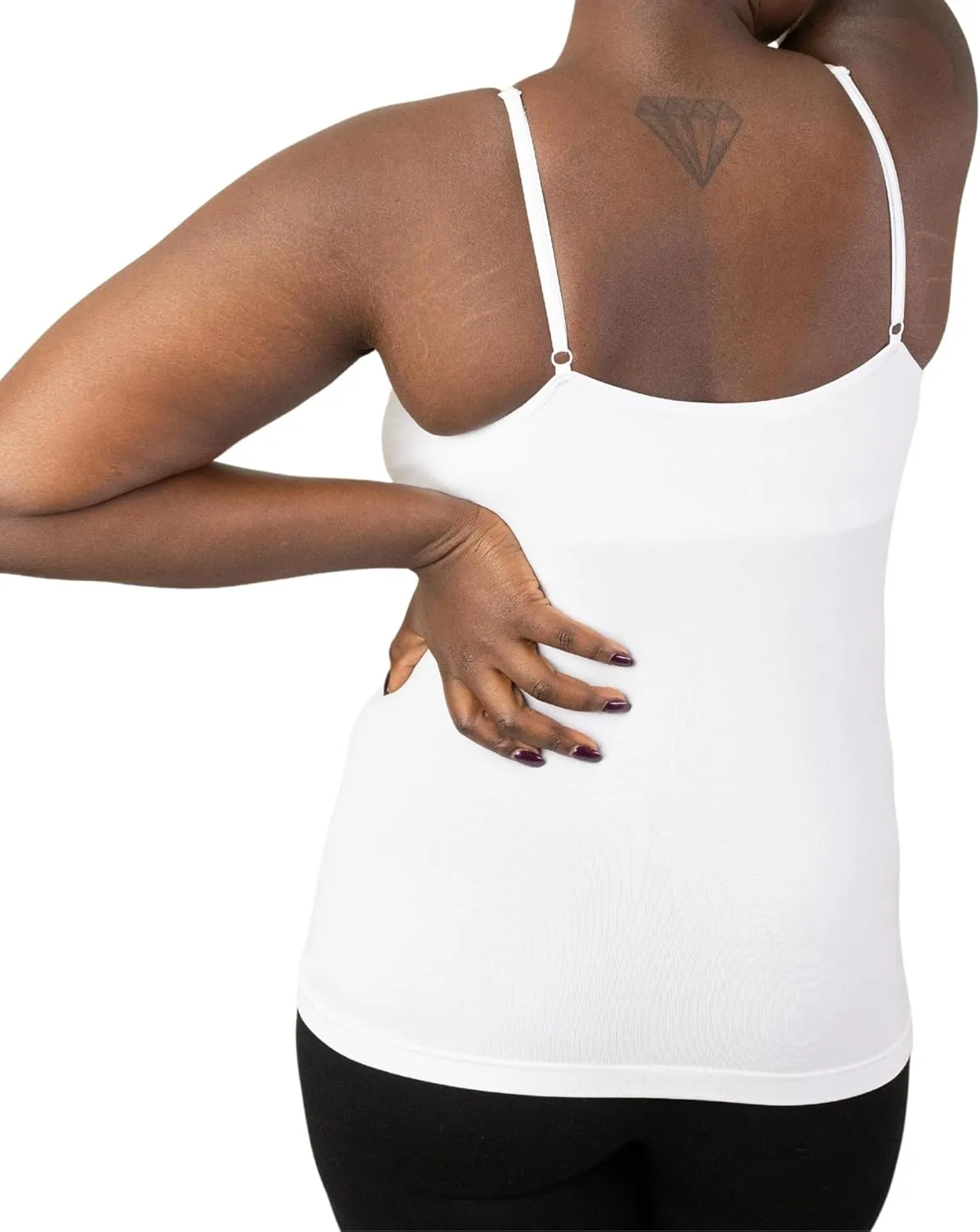 Women's Seamless V-Neck with Lace Trim Slim-Fit Camisole, Wireless Removable Padded Tank Top for Everyday Wear