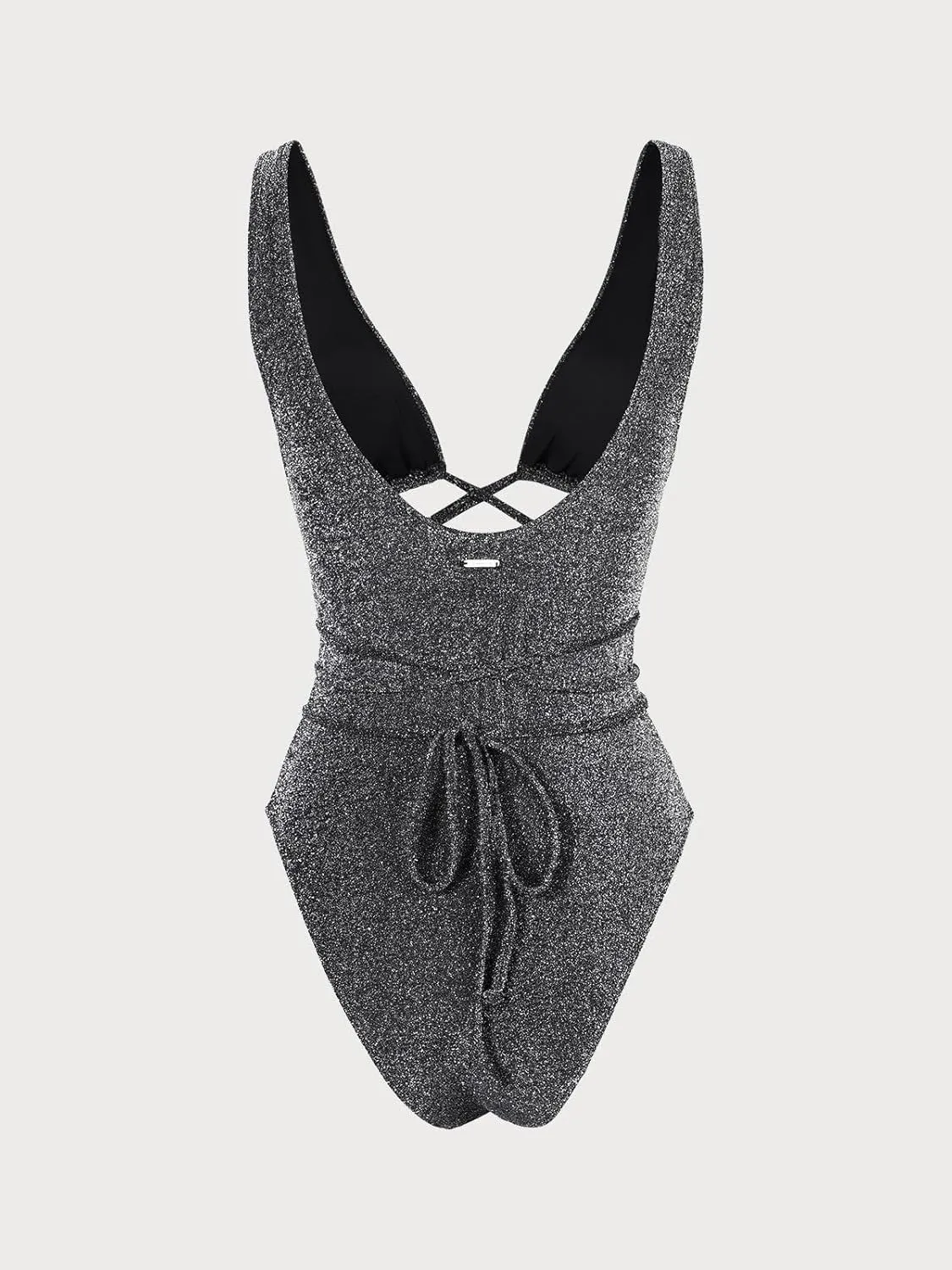 Women's Sexy Lurex Cutout-Front High Cut One-Piece Swimsuit
