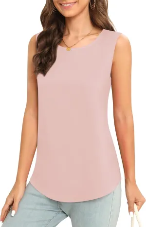 Women's Sleeveless Chiffon Tank Top Business Casual Blouse Tunic Top