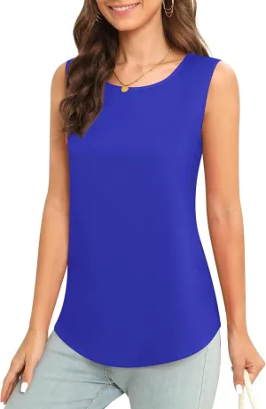 Women's Sleeveless Chiffon Tank Top Business Casual Blouse Tunic Top