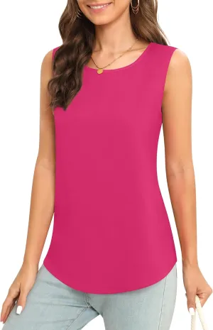 Women's Sleeveless Chiffon Tank Top Business Casual Blouse Tunic Top