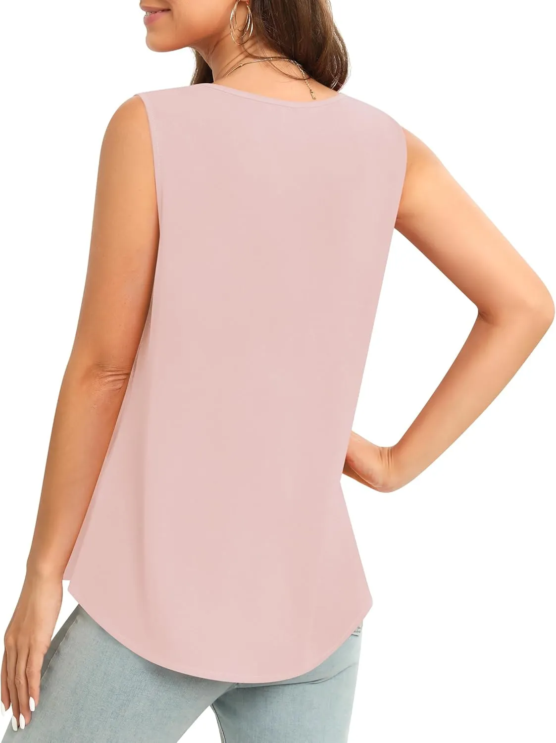 Women's Sleeveless Chiffon Tank Top Business Casual Blouse Tunic Top