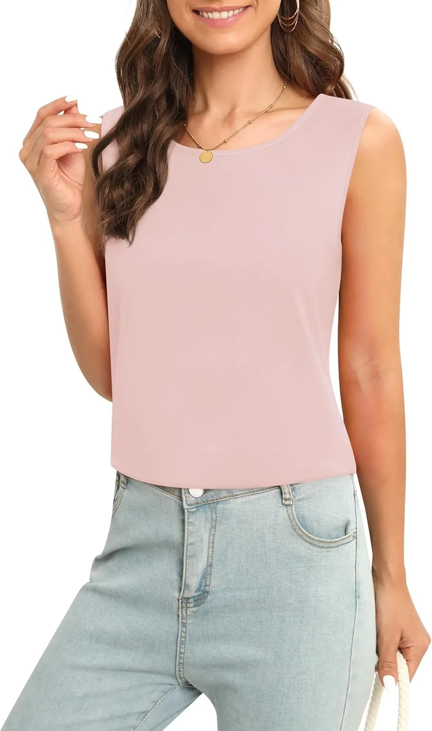 Women's Sleeveless Chiffon Tank Top Business Casual Blouse Tunic Top