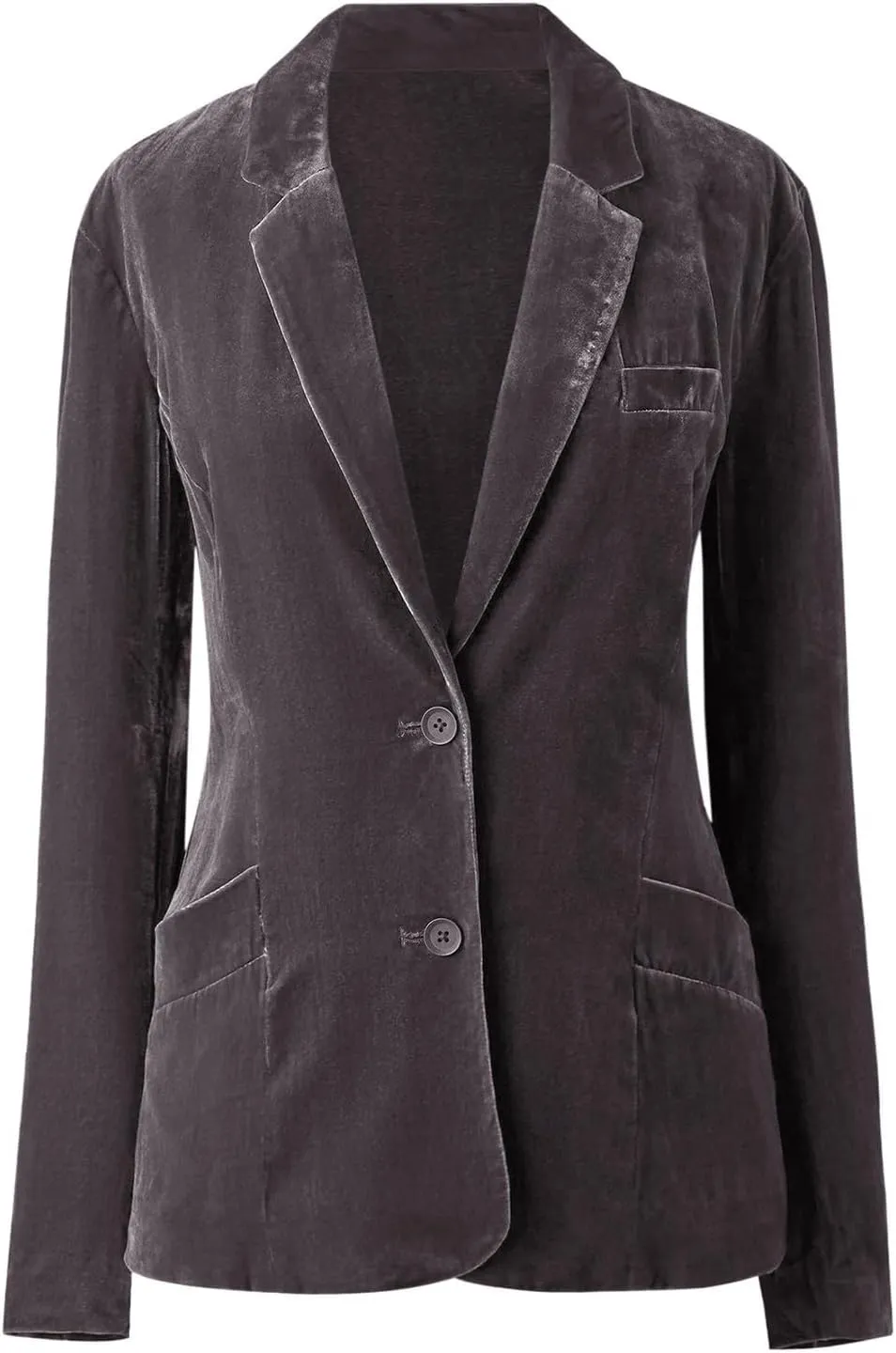 Womens Solid Color Long Sleeve Velvet Jacket Retro Casual Work office Notched Lapel Button Blazer Jacket Outerwear