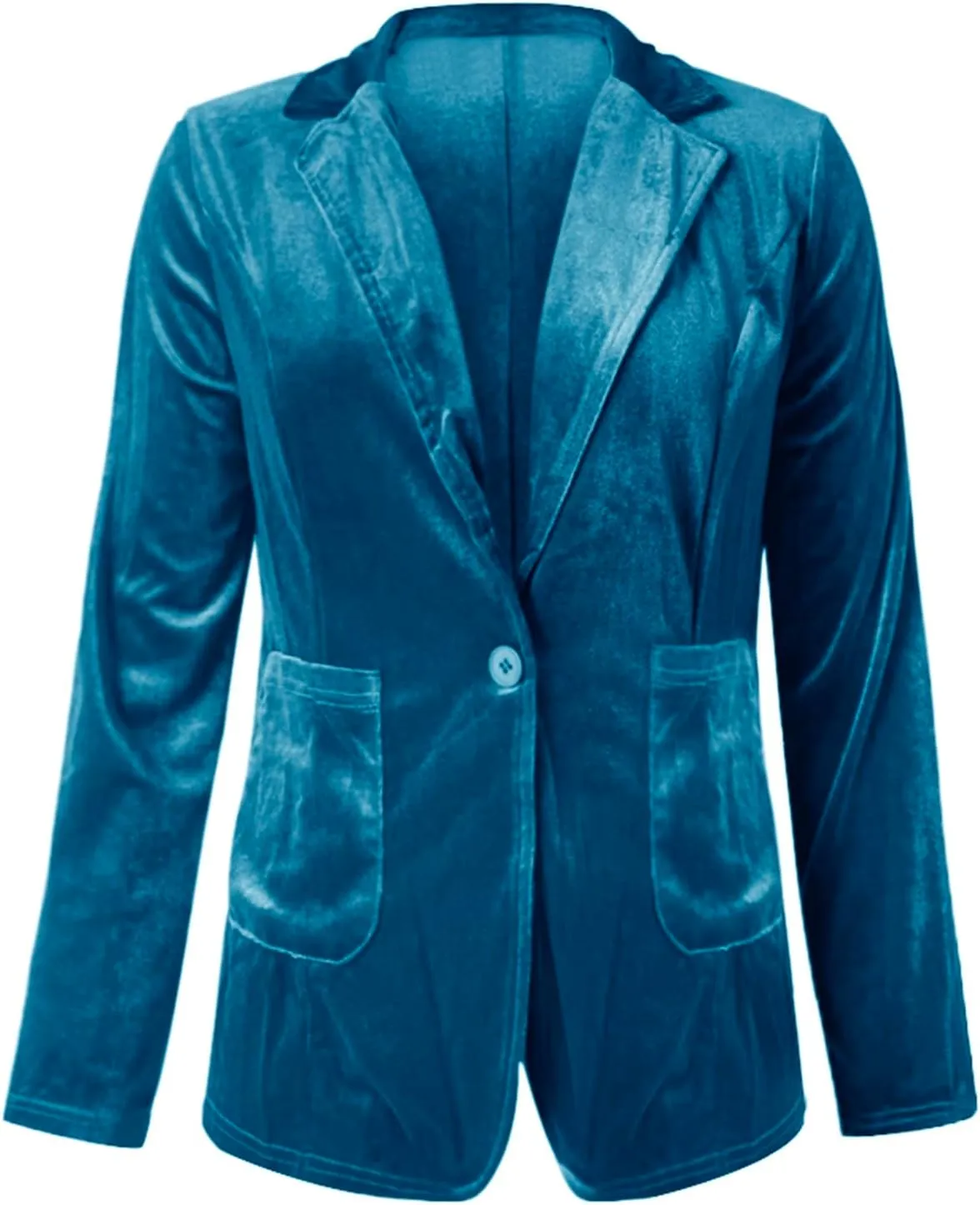 Womens Solid Color Long Sleeve Velvet Jacket Retro Casual Work office Notched Lapel Button Blazer Jacket Outerwear