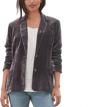 Womens Solid Color Long Sleeve Velvet Jacket Retro Casual Work office Notched Lapel Button Blazer Jacket Outerwear