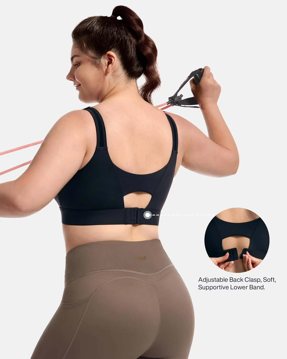 Women's Sports Bra Wirefree Adjustable Medium-High Support Everyday Wear for Large Bust Plus Size with Removable Pads
