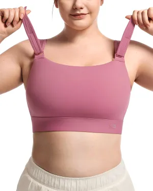 Women's Sports Bra Wirefree Adjustable Medium-High Support Everyday Wear for Large Bust Plus Size with Removable Pads