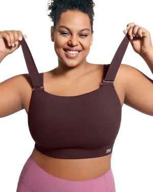 Women's Sports Bra Wirefree Adjustable Medium-High Support Everyday Wear for Large Bust Plus Size with Removable Pads