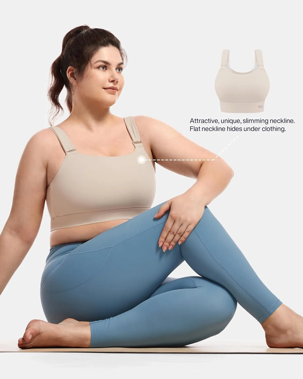 Women's Sports Bra Wirefree Adjustable Medium-High Support Everyday Wear for Large Bust Plus Size with Removable Pads