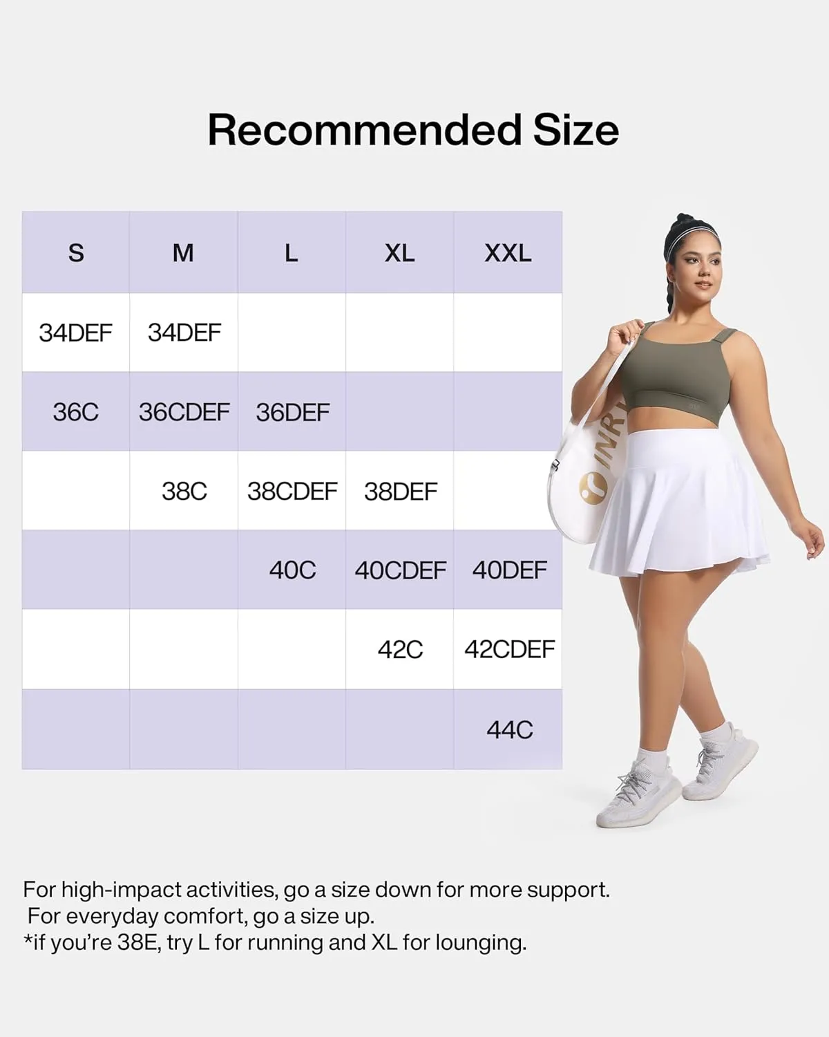 Women's Sports Bra Wirefree Adjustable Medium-High Support Everyday Wear for Large Bust Plus Size with Removable Pads