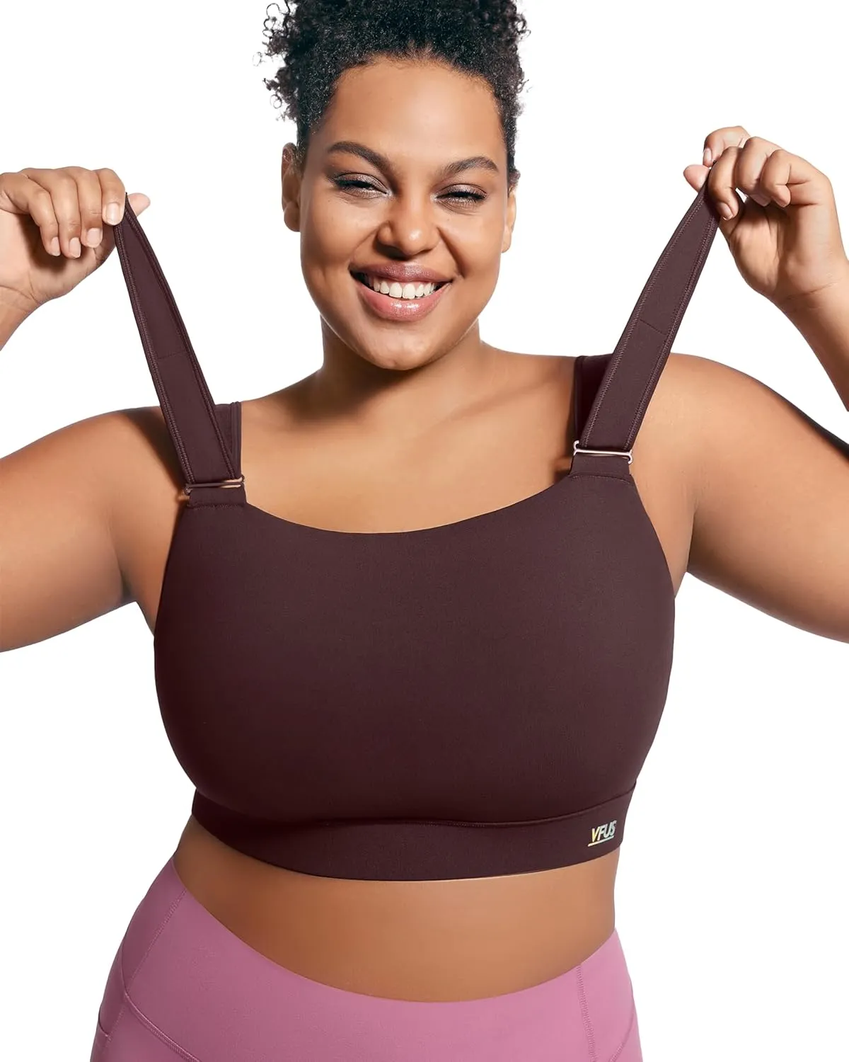 Women's Sports Bra Wirefree Adjustable Medium-High Support Everyday Wear for Large Bust Plus Size with Removable Pads