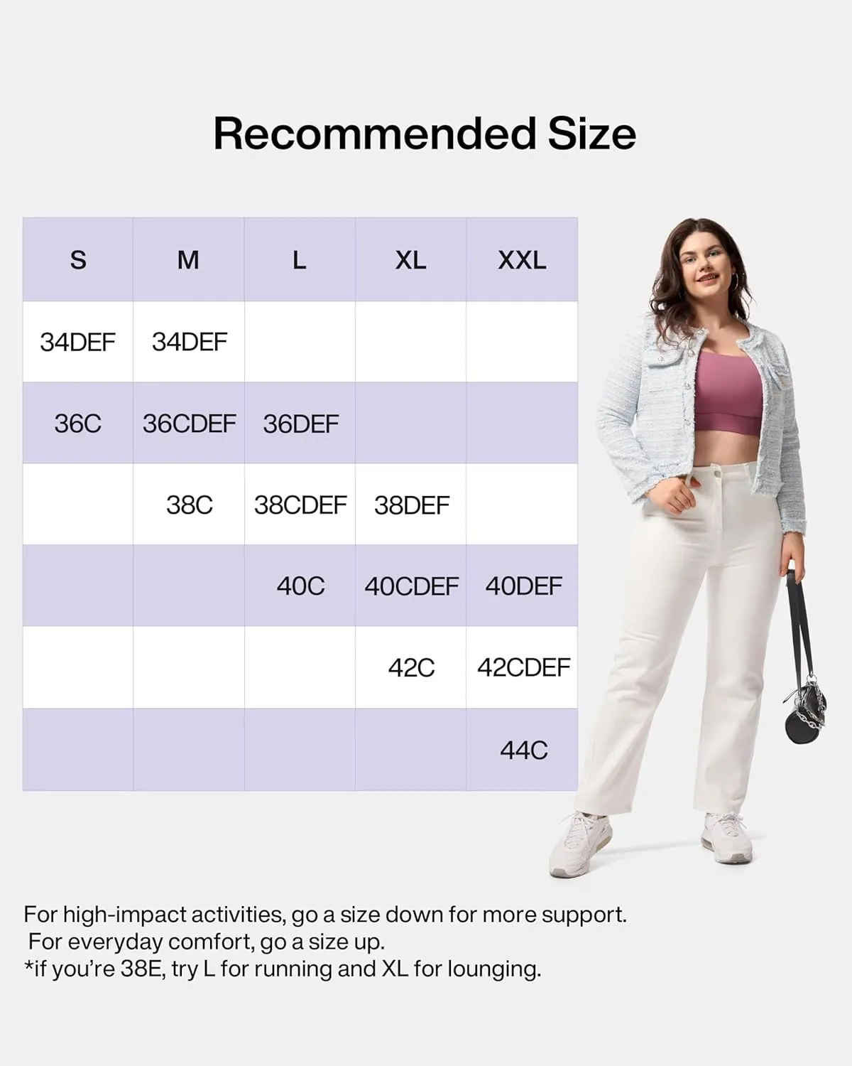 Women's Sports Bra Wirefree Adjustable Medium-High Support Everyday Wear for Large Bust Plus Size with Removable Pads