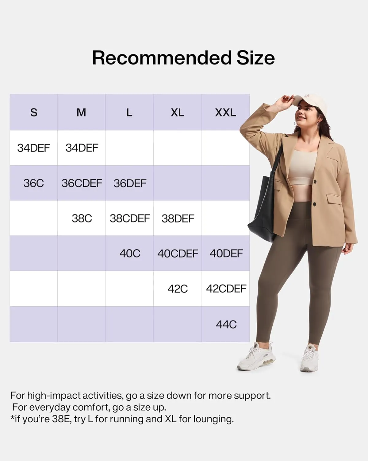 Women's Sports Bra Wirefree Adjustable Medium-High Support Everyday Wear for Large Bust Plus Size with Removable Pads