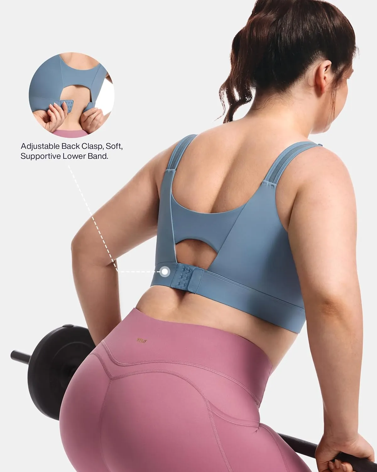 Women's Sports Bra Wirefree Adjustable Medium-High Support Everyday Wear for Large Bust Plus Size with Removable Pads
