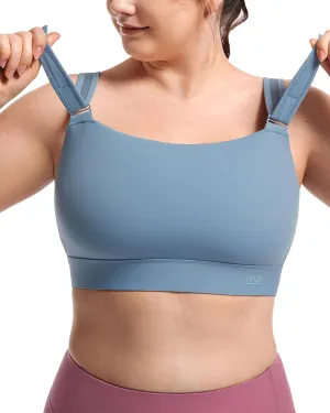 Women's Sports Bra Wirefree Adjustable Medium-High Support Everyday Wear for Large Bust Plus Size with Removable Pads