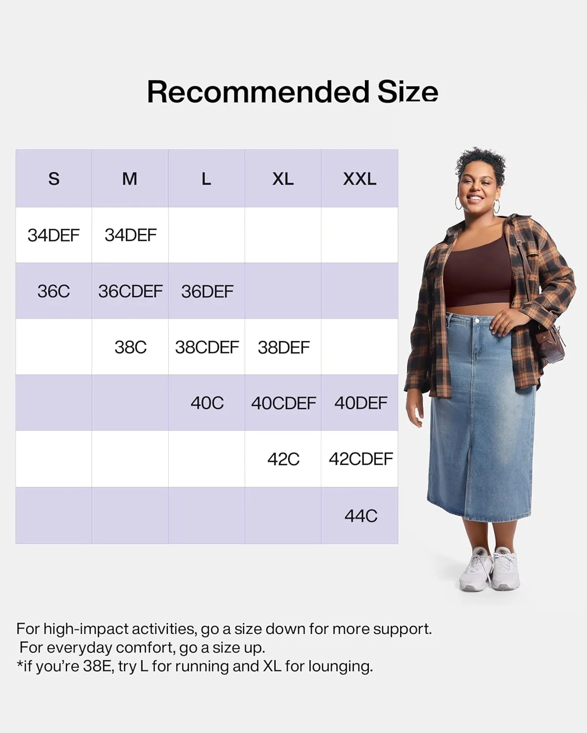 Women's Sports Bra Wirefree Adjustable Medium-High Support Everyday Wear for Large Bust Plus Size with Removable Pads