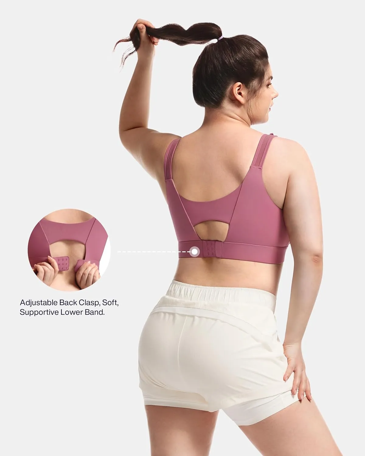 Women's Sports Bra Wirefree Adjustable Medium-High Support Everyday Wear for Large Bust Plus Size with Removable Pads