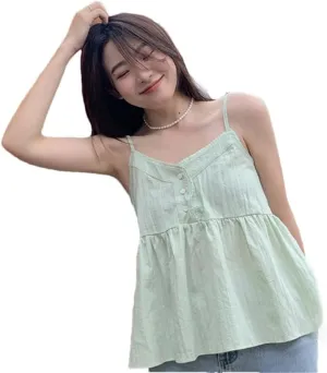 Women's student lace V-neck camisole summer vest loose thin versatile jacket top