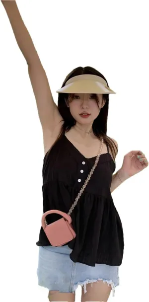 Women's student lace V-neck camisole summer vest loose thin versatile jacket top