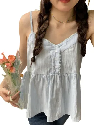 Women's student lace V-neck camisole summer vest loose thin versatile jacket top