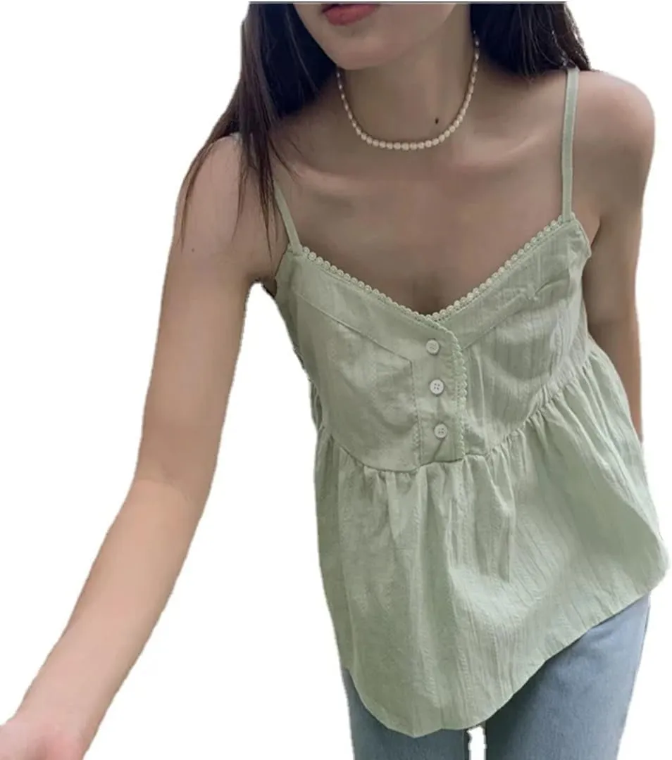 Women's student lace V-neck camisole summer vest loose thin versatile jacket top