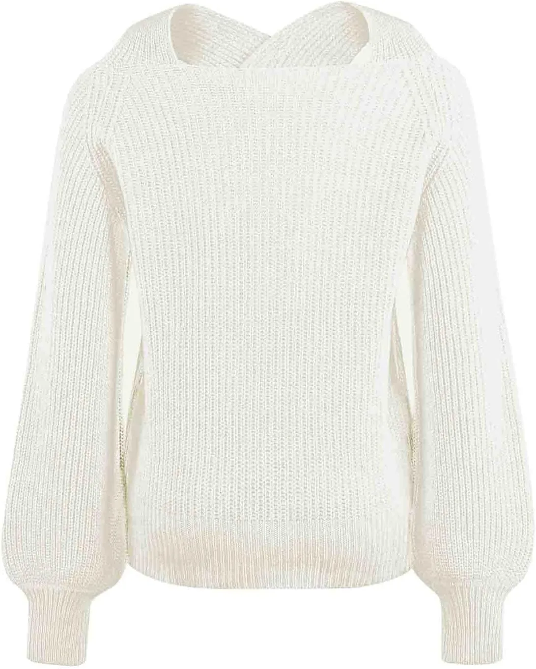 Women's Sweaters Chunky Knit Solid Color Strap Neck Long Sleeve Casual Loose Fit Soft Pullover Tops