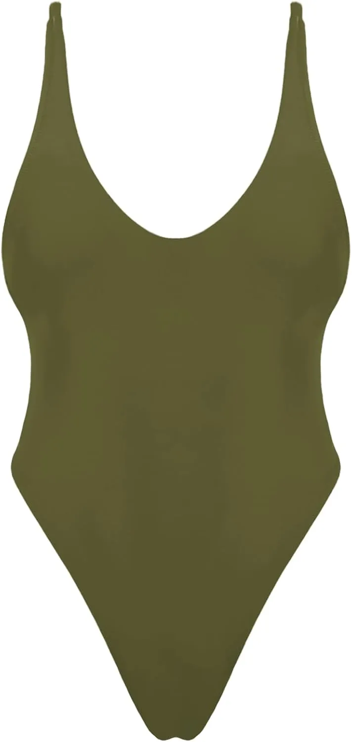 Women's Thong One Piece Swimsuit Sexy High Cut Bathing Suits